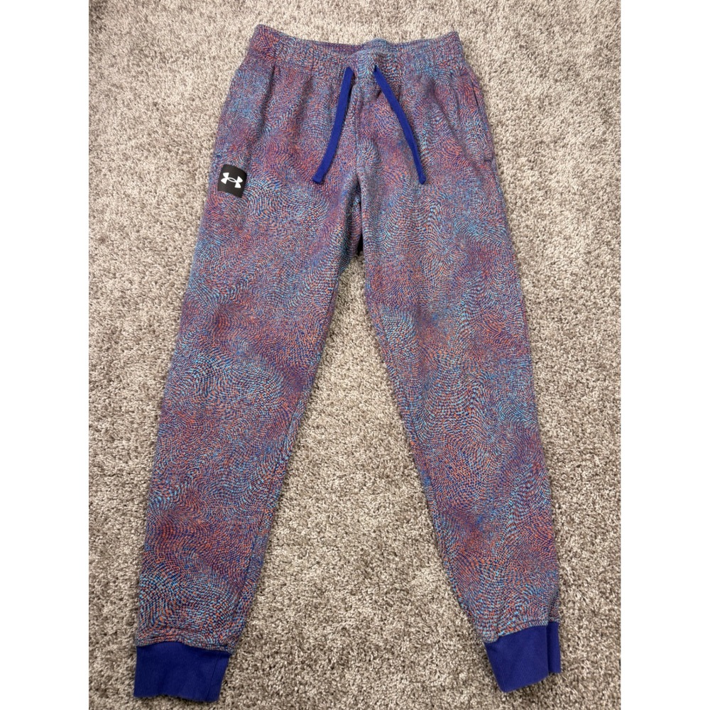 Under Armour Mens Medium Joggers Blue Orange Abstract Pattern Sweatpants 1056